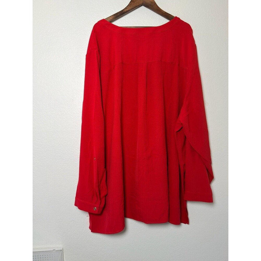 Susan Graver Red Button Down Blouse-Long Sleeve Plus Size 28W - Picture 2 of 5